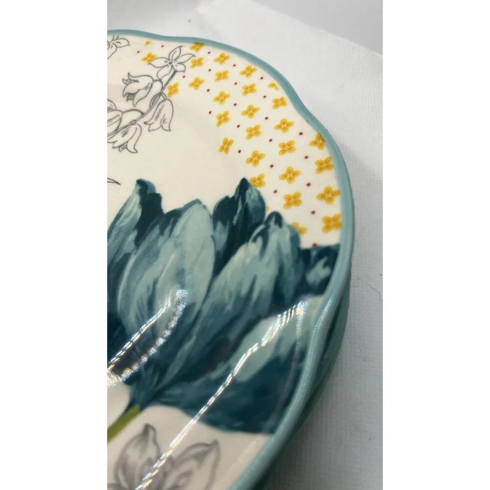 3 Pioneer Woman Blooming Bouquet Teal Floral 8.5